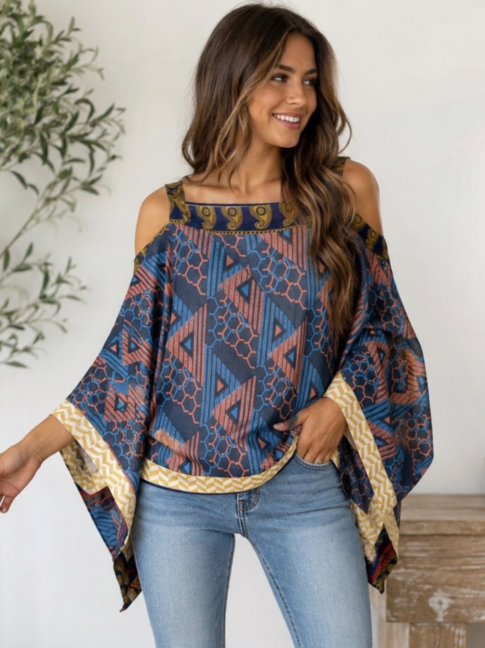 Jaded Gypsy Sari Poncho Top - New